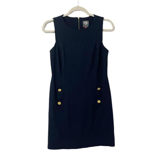 🟢Vince Camuto Navy Blue Dress w/Gold Button Detail Size 4 - Picture 1 of 7
